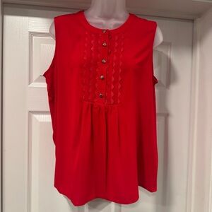 Tommy Hilfiger Bright Red Sleeveless Blouse NWOT